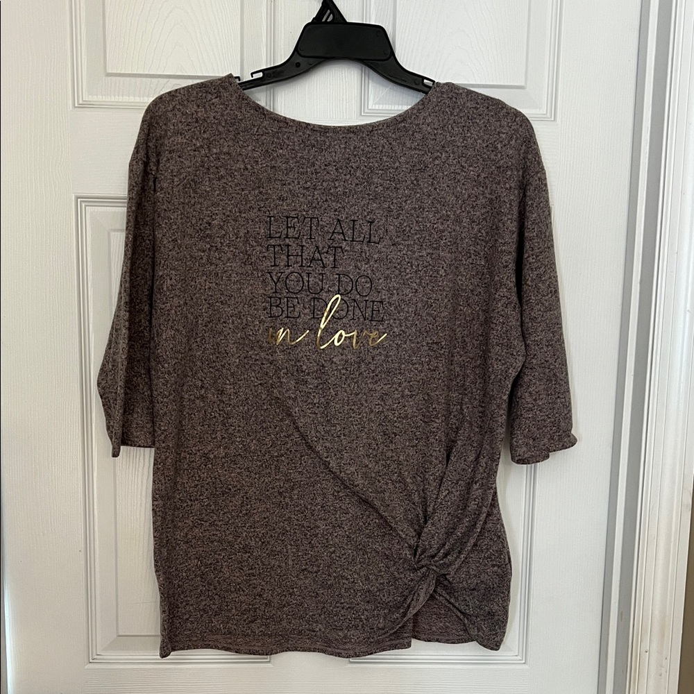 Women's Brown Knotted Top 2X